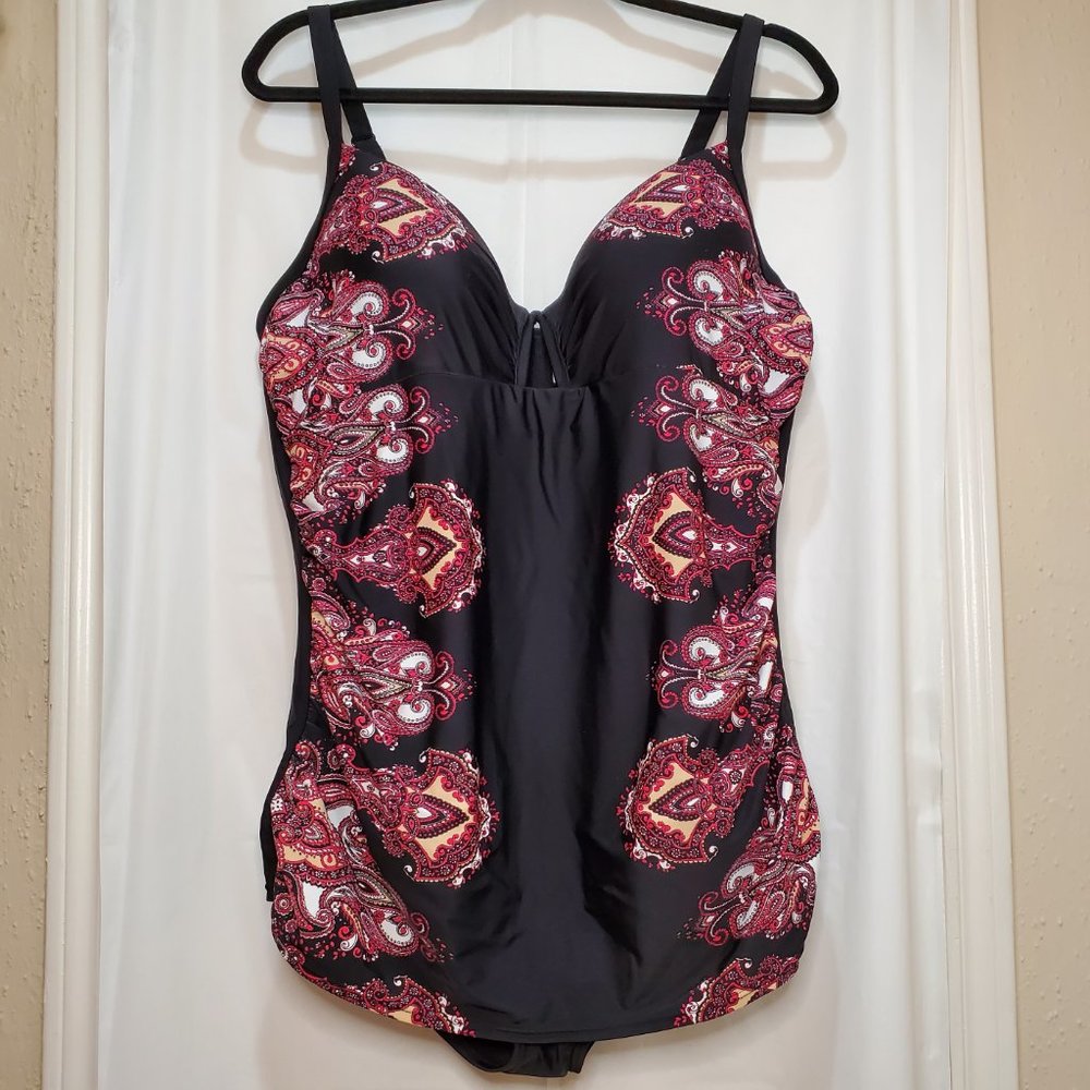 Cacique One Piece Swimsuit Black/Red 20